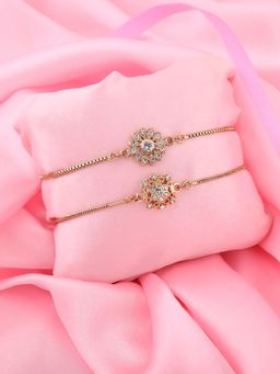 Estele - RAKHI COMBO of 2 - Gold Plated Lucky Star and Nakshi Style Rakhi Bracelets For Men and Women